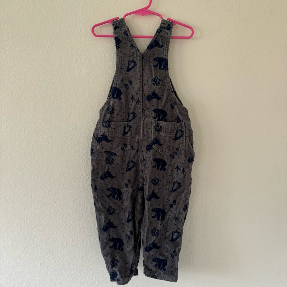 Gymboree Corduroy Overalls Size Small Vintage Gray Bear Toddler Adjustable - Picture 2 of 15